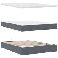 Ottoman bed met matras en LED's 140x190cm fluweel donkergrijs - thumbnail