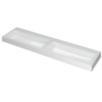 INK Momento Wastafel Polystone Dubbel met 2 Kraangaten - 1800x450x90 mm - Glans Wit - thumbnail