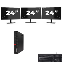 Lenovo ThinkCentre M720q USFF - Intel Core i5-8e Generatie - 8GB RAM - 256GB SSD - Windows 11 + 3x 24 inch Monitor - thumbnail