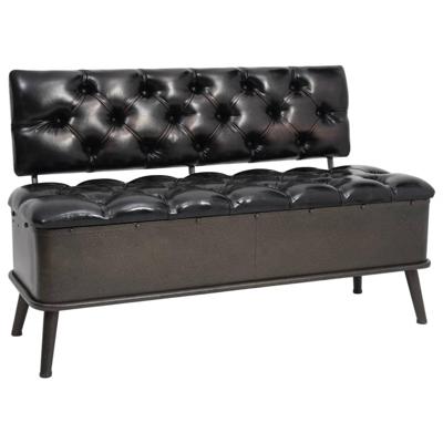 Opslagbank met rugleuning 110 cm kunstleer zwart Opslagbank met rugleuning 110 cm kunstleer zwart