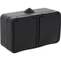 Q-Link Contactdoos | Opbouw | 2-voudig | Met Randaarde | Spatwaterdicht IP54 | Zwart - 00.946.51 - thumbnail