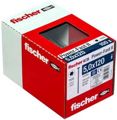 Fischer 670368 Power-Fast II Spaanplaatschroef 5 mm 120 mm T-profiel Staal Galvanisch verzinkt 100 stuk(s)