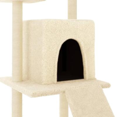 VidaXL Kattenmeubel met sisal krabpalen 110 cm crèmekleurig - thumbnail