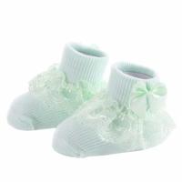 3 paren Bow Lace baby sokken pasgeboren katoen baby sok maat: M (groen) - thumbnail