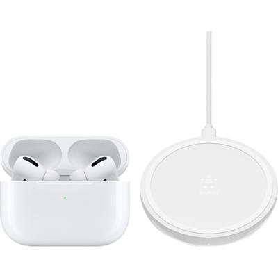 Apple AirPods Pro met Draadloze Oplaadcase + Belkin Boost Up Draadloze Oplader 10W Wit