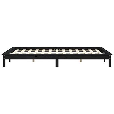 Bedframe massief grenenhout zwart 200x200 cm Bedframe massief grenenhout zwart 200x200 cm