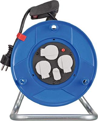 Brennenstuhl Garant-kabelhaspel 3-voudig met USB voor gebruik binnenshuis (indoor kabeltrommel met USB-oplaadfunctie en 25 m kabel) - 1215050600