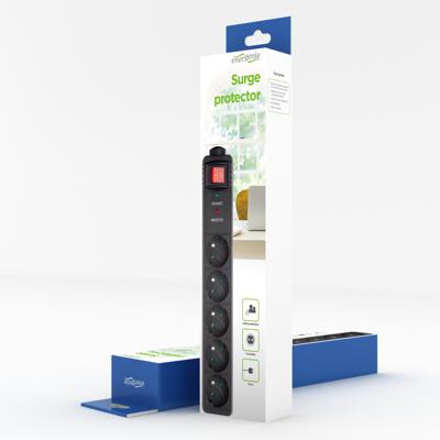 Stekkerdoos met schakelaar, 5 voudig, FR/BE, 1.5 meter, zwart