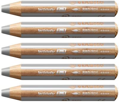 Kleurpotlood stabilo 880 woody 3 in 1 zilver | 5 stuks