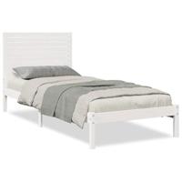 Bedframe extra lang zonder matras massief hout wit 90x220 cm - thumbnail
