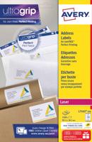 Avery L7163, Adresetiketten, Laser, Ultragrip, wit, 250 vellen, 14 per vel, 99,1 x 38,1 mm - thumbnail