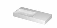 INK United Wastafel Porselein Links met 1 Kraangat incl. Porseleinen Click Plug en Verborgen Overloop Systeem - 1000x450x110 mm - Mat Wit - thumbnail