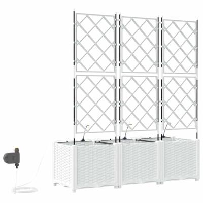 VidaXL Tuin bloempot 3 pcs wit staal