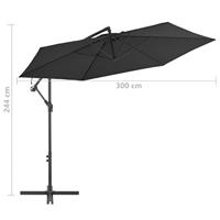 Zweefparasol met aluminium paal 300 cm zwart - thumbnail