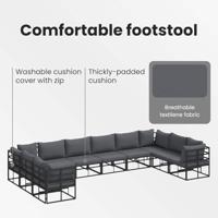 Tuinbankenset met kussen 10 pcs Zwart Aluminium - thumbnail