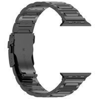 By Qubix - Titanium H-type schakelband - Zwart - Compatible met Apple Watch 38mm / 40mm / 41mm / 42mm - Compatible Apple watch bandjes - thumbnail