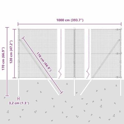 VidaXL Afrasteringspaal grijs 10 x 1,2 m (19 x 19 mm gaas)