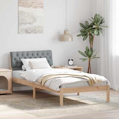Bedframe Bruin en lichtgrijs 90 x 190 cm Massief grenenhout Bedframe Bruin en lichtgrijs 90 x 190 cm Massief grenenhout