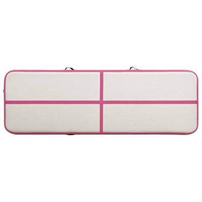VidaXL Gymnastiekmat met pomp opblaasbaar 300x100x15 cm pvc roze - thumbnail