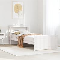 Bedframe met hoofdeinde zonder matras 90x200 cm wit - thumbnail