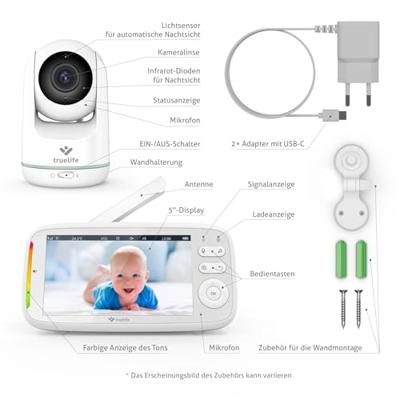 truelife R5 TLVMMNCR5NNWA Videobabyfoon 2.4 GHz