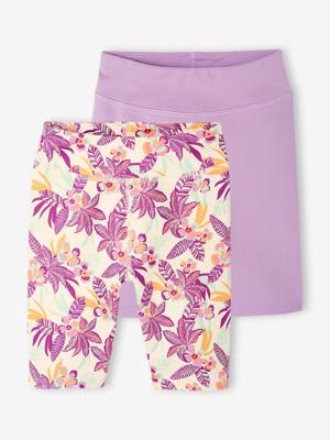 Set van 2 technische fietsshorts voor meisjes ecru