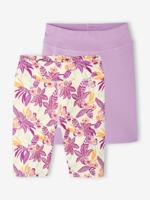 Set van 2 technische fietsshorts voor meisjes ecru - thumbnail