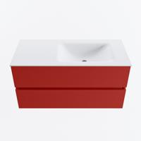 MONDIAZ VICA 100cm badmeubel onderkast Fire 2 lades. Wastafel CLOUD rechts 1 kraangat, kleur Talc. - thumbnail