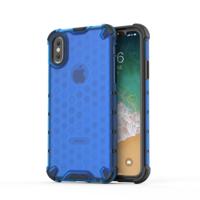 Schokbestendige honingraat PC + TPU beschermende case voor iPhone X/XS (blauw) - thumbnail