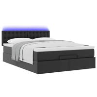 Ottoman bed met matrassen en LED's 200x200cm kunstleer zwart - thumbnail