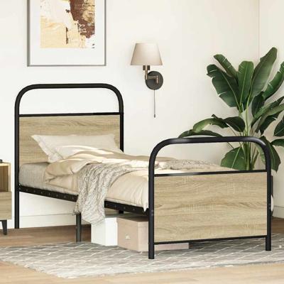 Bedframe zonder matras metaal sonoma eikenkleurig 140x190 cm - thumbnail