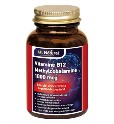 All Natural Vitamine B12 Methylcobalamine 1000mcg Kauwtabletten