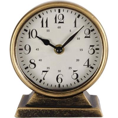 Overige Merken Metalen klok caroline 13x6.5x15 cm goud