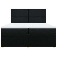 Boxspring met matras stof zwart 200x200 cm - thumbnail