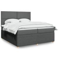 Boxspring met matras stof donkergrijs 200x200 cm - thumbnail