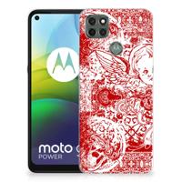 Silicone Back Case Motorola Moto G9 Power Angel Skull Rood - thumbnail