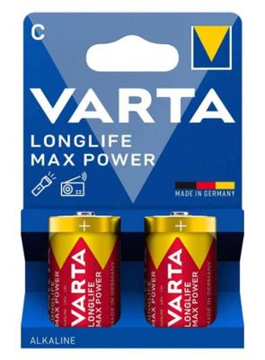 Batterijen Varta longlife max power 1,5 V Soort C LR14 (2 Stuks)