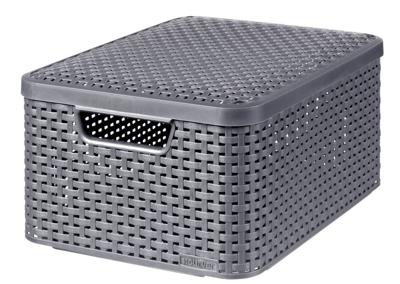 Curver style mand m met deksel antraciet Curver style mand m met deksel antraciet