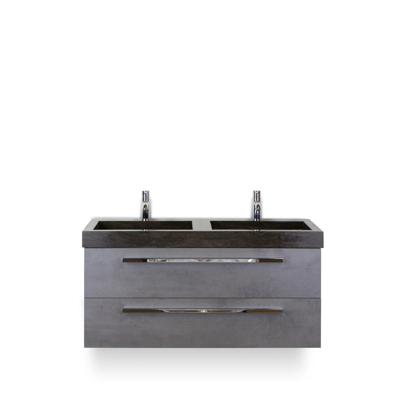 Seville Badmeubelset 120 cm - 2 laden Beton Antraciet - Wastafel Lucca Dubbel