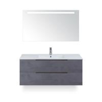 Seville Badmeubelset 120 cm - 2 laden Beton Antra Edge - Wastafel Enjoy Enkel - met Sence Spiegel - thumbnail