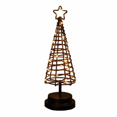 Kerstverlichting Batterijverlichting boom 3D zwart / koperdraad 30 LED classic 30 cm met timer Anna's collection - Annas collection