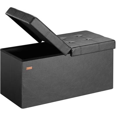 Opvouwbare Zitbank met opbergruimte en deksel - 80cm - Zwart Opvouwbare Zitbank met opbergruimte en deksel - 80cm - Zwart