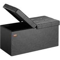 Opvouwbare Zitbank met opbergruimte en deksel - 80cm - Zwart - thumbnail