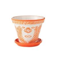 J-Line Flowerpot+Plate Granada Handmade+Painted Ceramic Naranja Ext - thumbnail