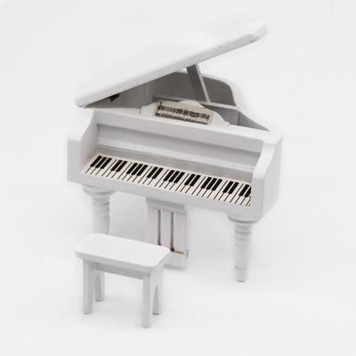 1:12 Mini huis Toy simulatie vleugel piano decoratie (wit)