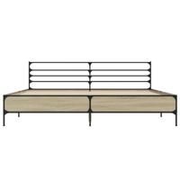 Bedframe bewerkt hout metaal sonoma eikenkleurig 200x200 cm - thumbnail