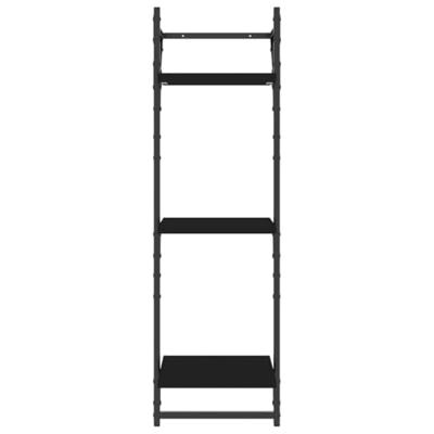 Wandschappen 3-laags met stangen 2 st 30x25x100 cm zwart