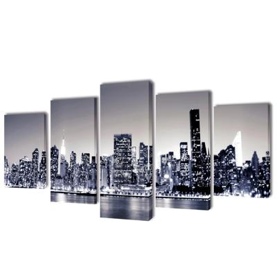 VidaXL Canvas muurdruk set monochroom new york skyline 100 x 50 cm