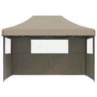 Partytent inklapbaar pop-up met 3 zijwanden taupe - thumbnail