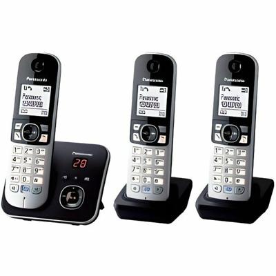 PANASONIC Dect residentiële telefoon - TG6823 - Trio met antwoordapparaat - Zilver en zwart PANASONIC Dect residentiële telefoon - TG6823 - Trio met antwoordapparaat - Zilver en zwart